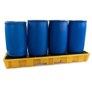 4 Drums Spill Containment Pallet for Hazardous Liquids in Line (235 Litre Capacity) xe2x80x94 product photo