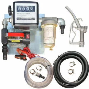 40lt – 12v Diesel pump kit with transparent dirt filter – Fully assembled on wall-mount plate xe2x80x94 product photo