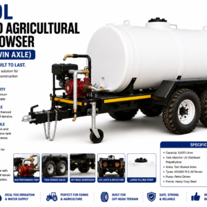 5,000L Off Road Agricultural Water Bowser (Braked, Twin Axle)