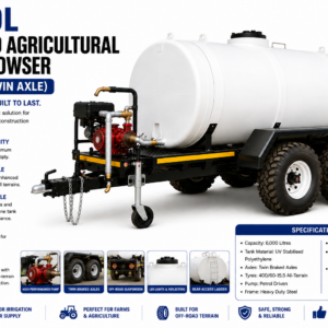 6,000L Off Road Agricultural Water Bowser (Braked, Twin Axle)