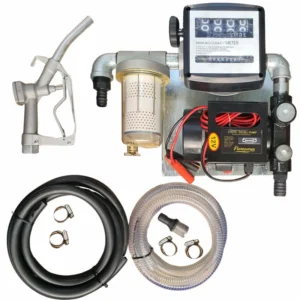 70lt – 12v Diesel pump kit with transparent dirt filter – Fully assembled on wall-mount plate xe2x80x94 product photo
