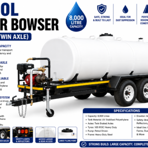 8,000L Water Bowser (Braked, Twin Axle)