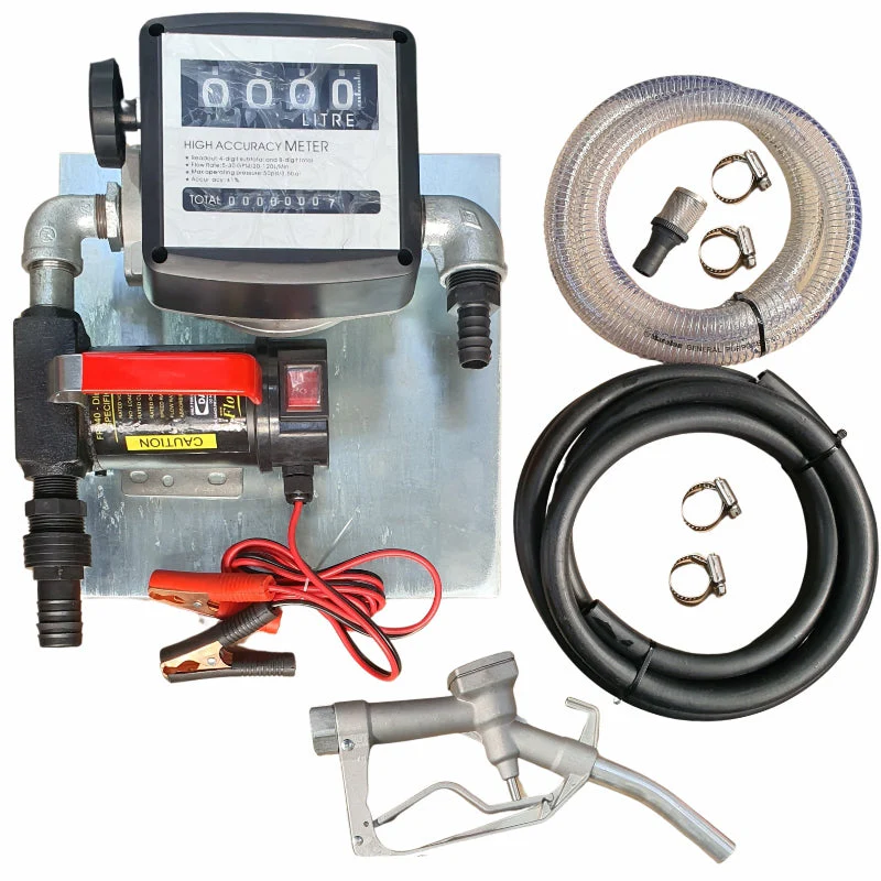 40lt – 12v Diesel Pump Kit – Fully assembled on wall-mount plate xe2x80x94 product photo