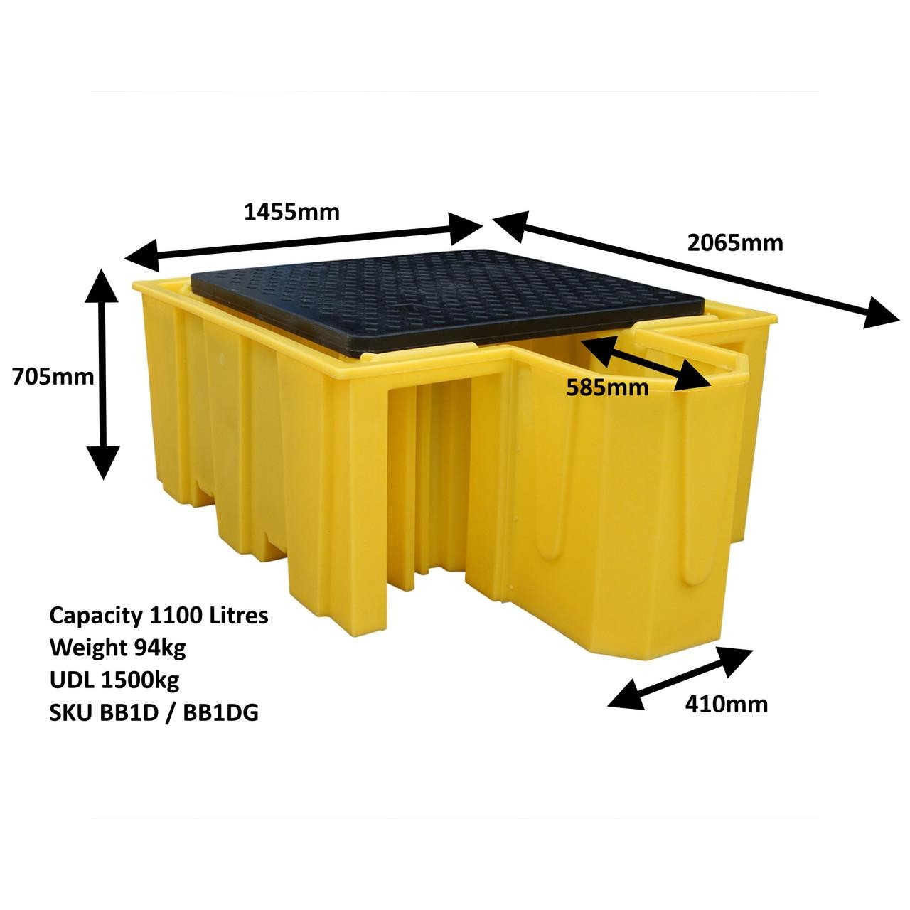 Single IBC Spill Containment Pallet With Integrated Dispensing Area (1120L Capacity) xe2x80x94 view 2